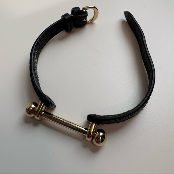 Strathberry Music Bar Black Leather Bracelet - Picture 12 of 13